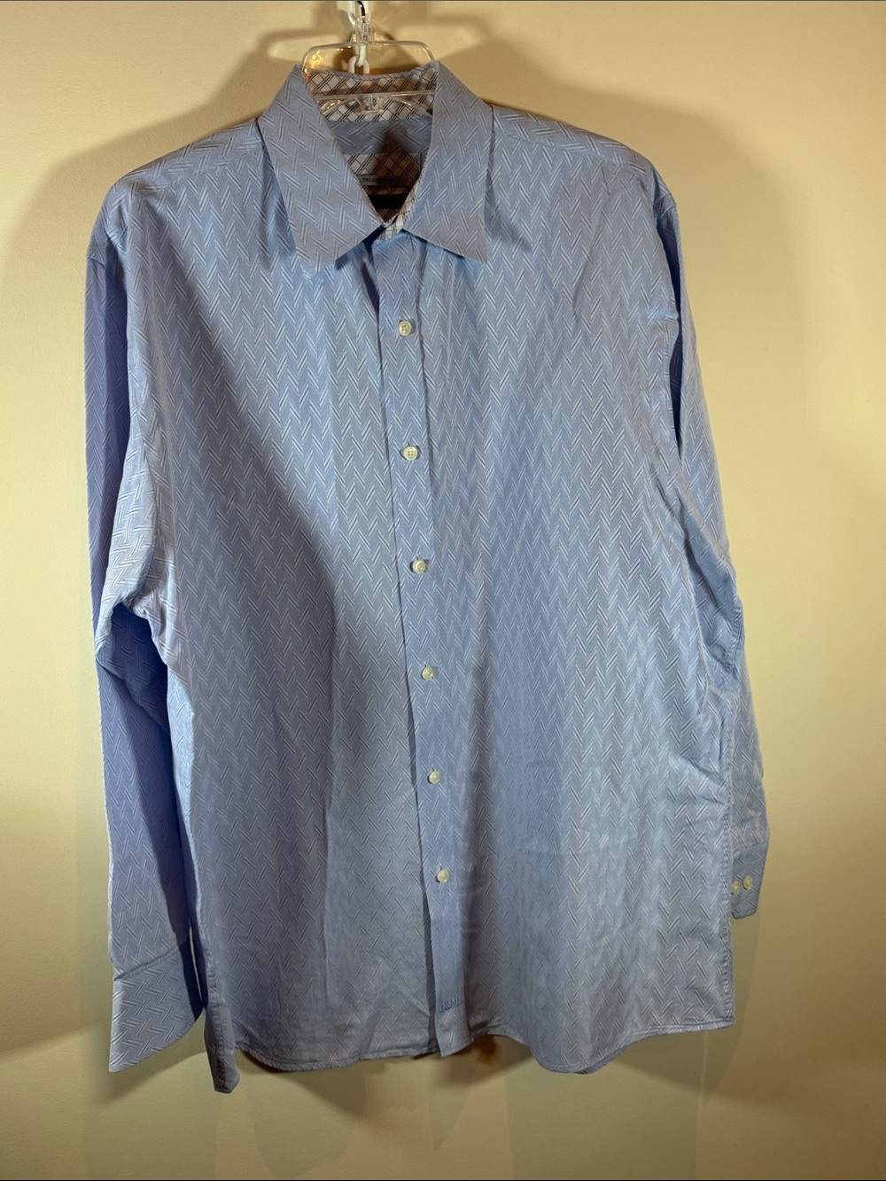 Johnston & Murphy Light Blue Chevron-Pattern Dress Shirt